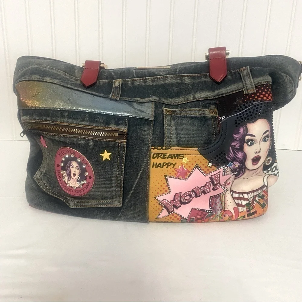 Nicole Lee Tote Purse/Shoulder-Bag Unique Beautiful Interior Tiny Scuff Rare